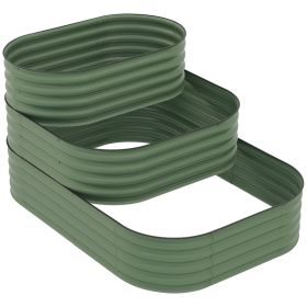 3-Tier Raised Garden Bed with Safety Edging, Open Bottom for Vegetables, Fruit, Herbs, Flowers, 62.25"x43"x32.25", Green