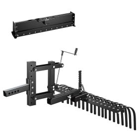 42 in Tow Behind Landscape Rake, 3-Point Lawn Rock Rake with Blade & Lift Lever, Fit Category 1 ATVs UTVs Lawn Tractors